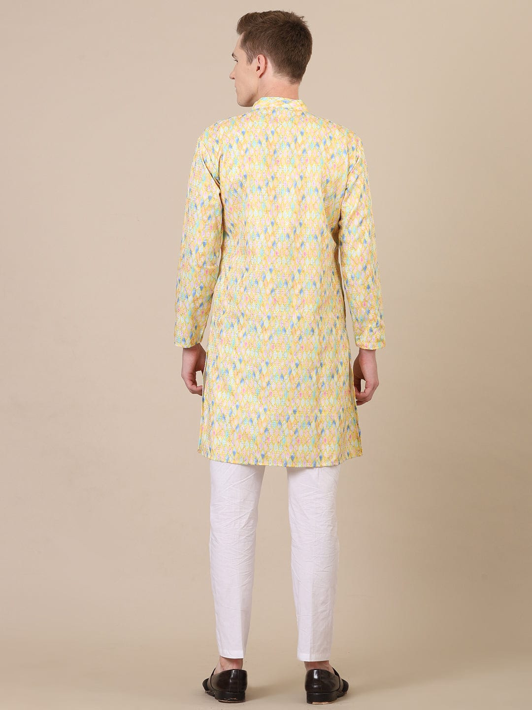 Father-Son Yellow Printed Kurta Pajama Combo set