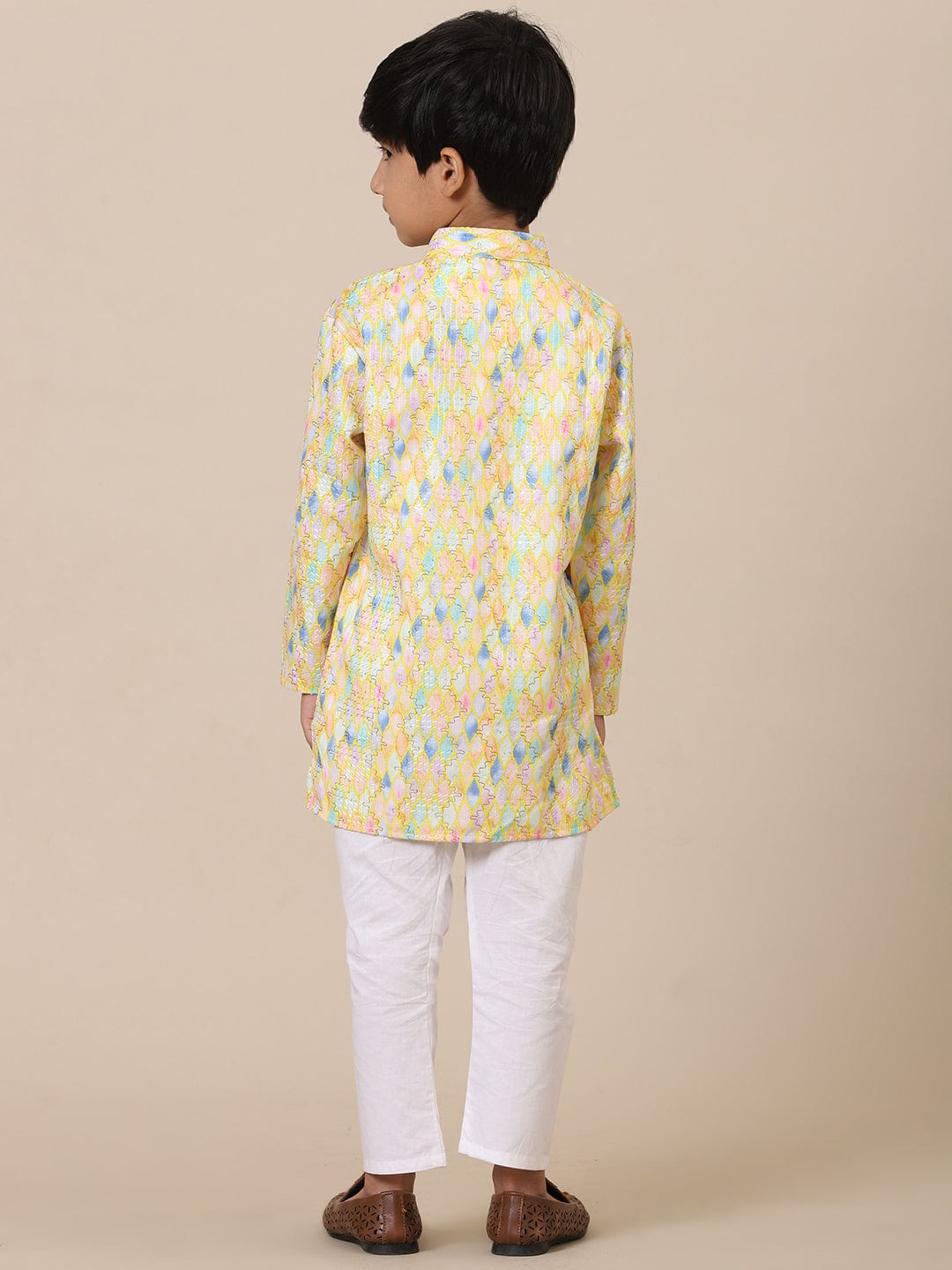 Father-Son Yellow Printed Kurta Pajama Combo set