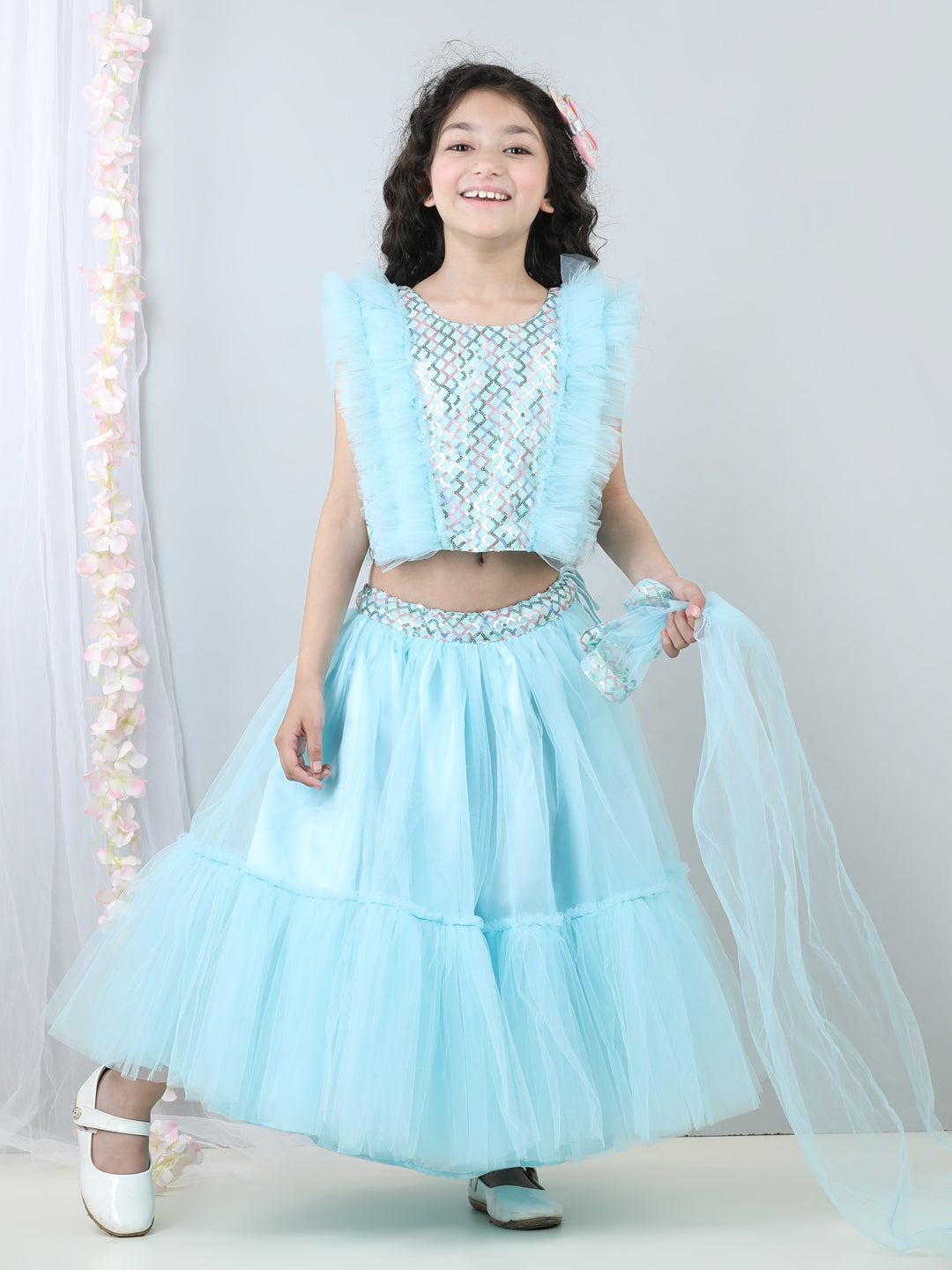 Embellised Party Wear Lehenga Blouse With Dupatta