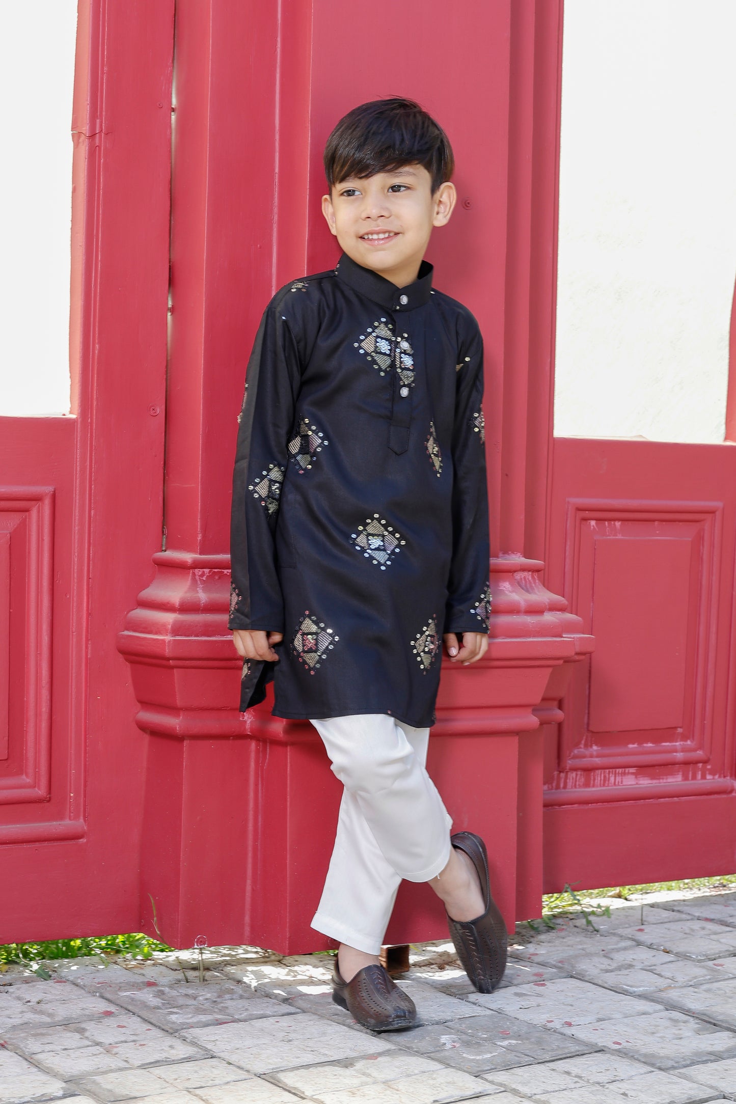 Primium Diamond Cut Kurta Set For Kids