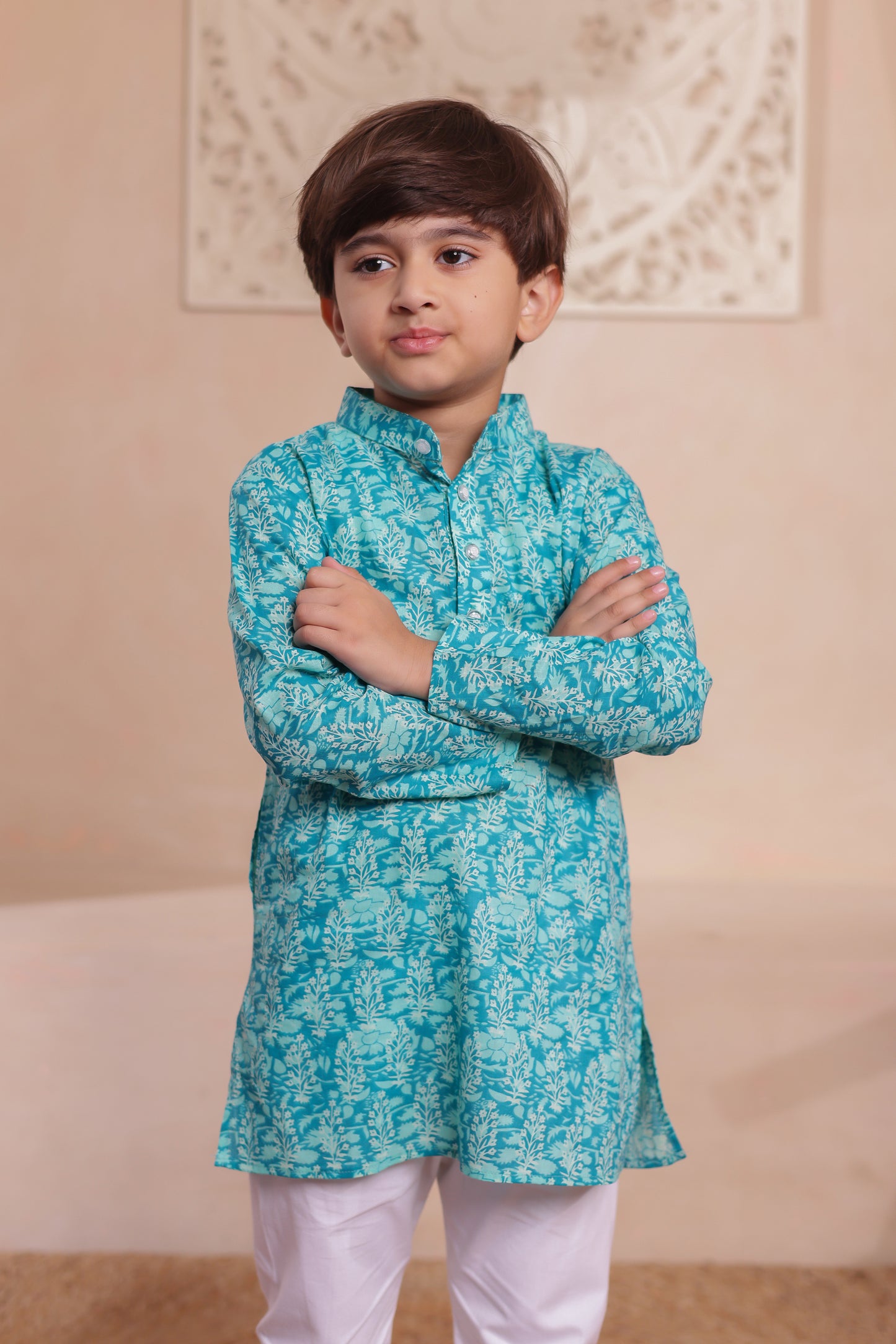 "Turquoise Tales Boy Kurta Pajama