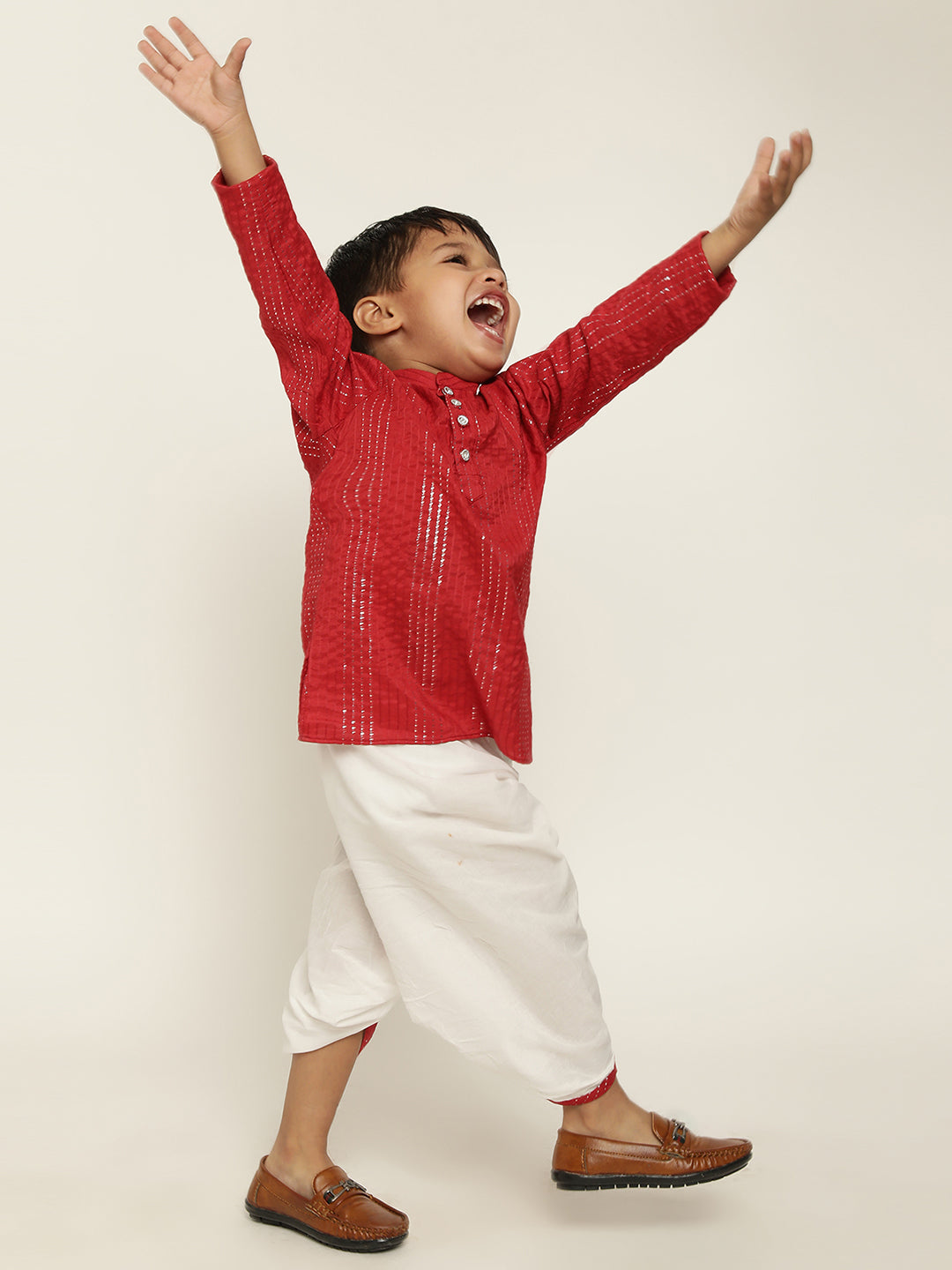 Red Seq Boys Dhoti Kurta Set