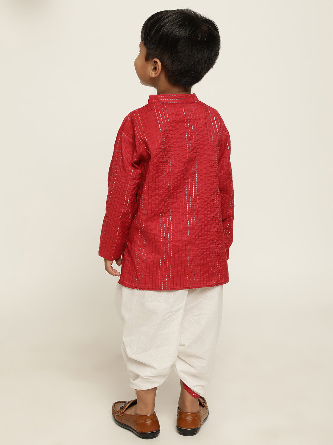 Red Seq Boys Dhoti Kurta Set