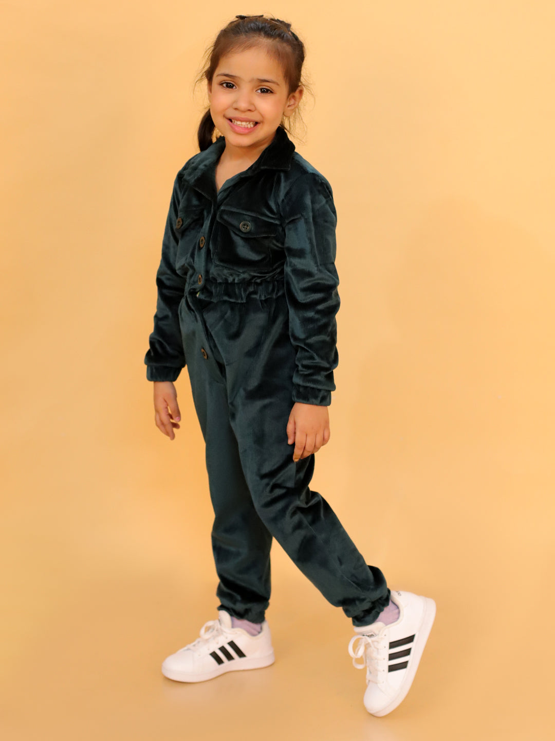 Stuffie Land Girls solid Corduroy Jumpsuit