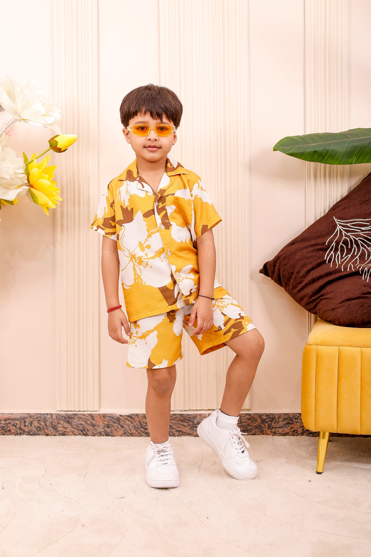 Mustard Floral | Father-Son Matching Co-Ord Set
