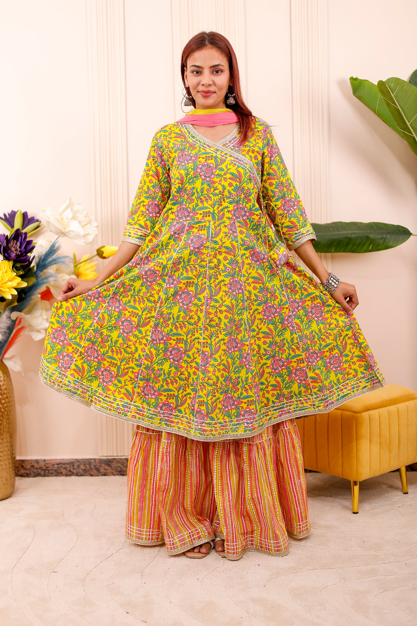 Rangoli Yellow Festive | Couple Matching Kurta Outfit