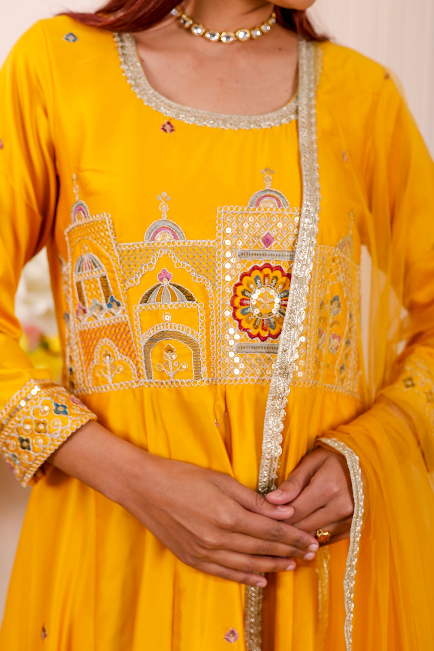 Yellow Heritage Embroidered | Women Ethnic Dress