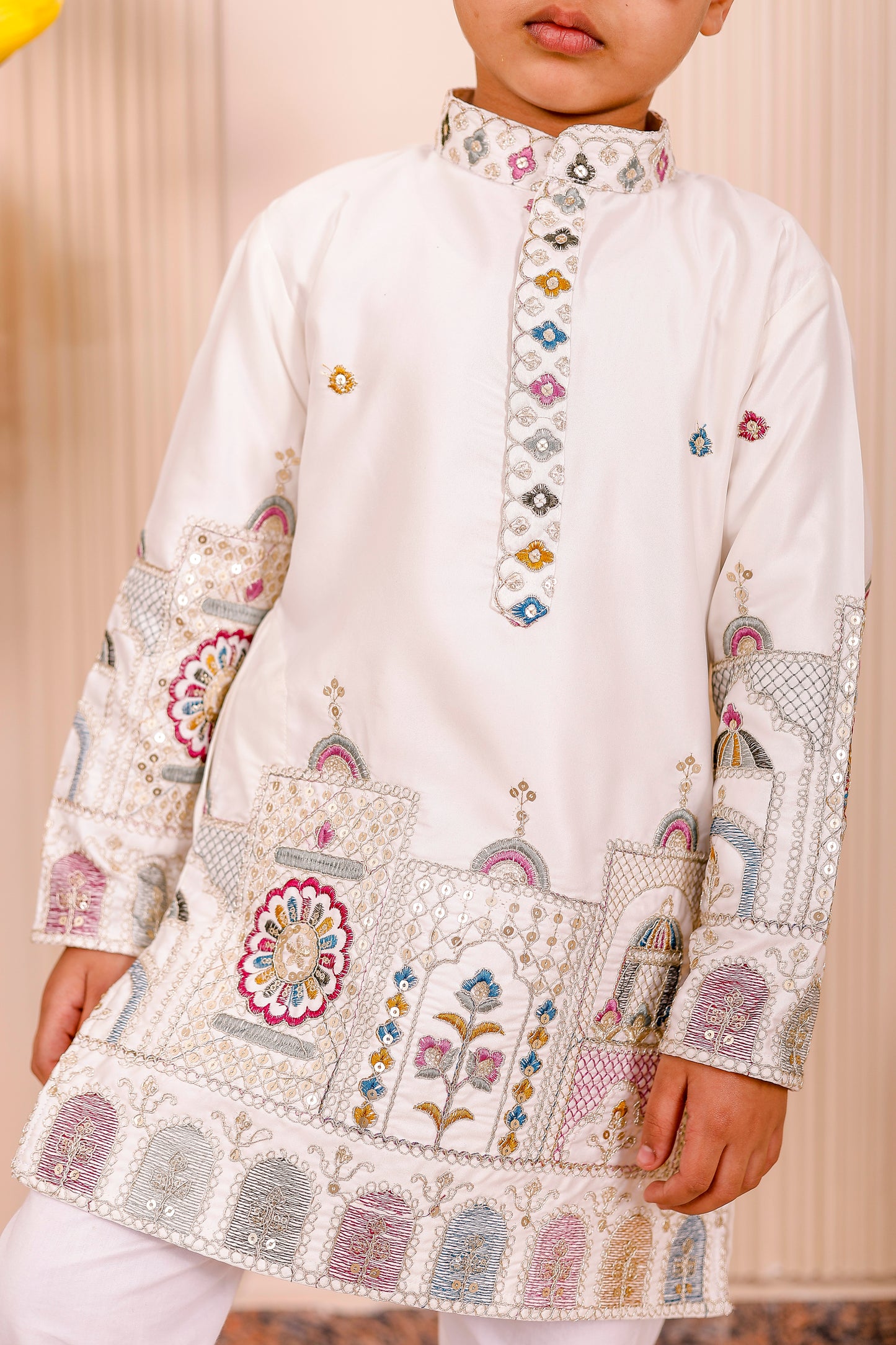 Father-Son Ivory Heritage Embroidered Kurta Pajama Combo Set