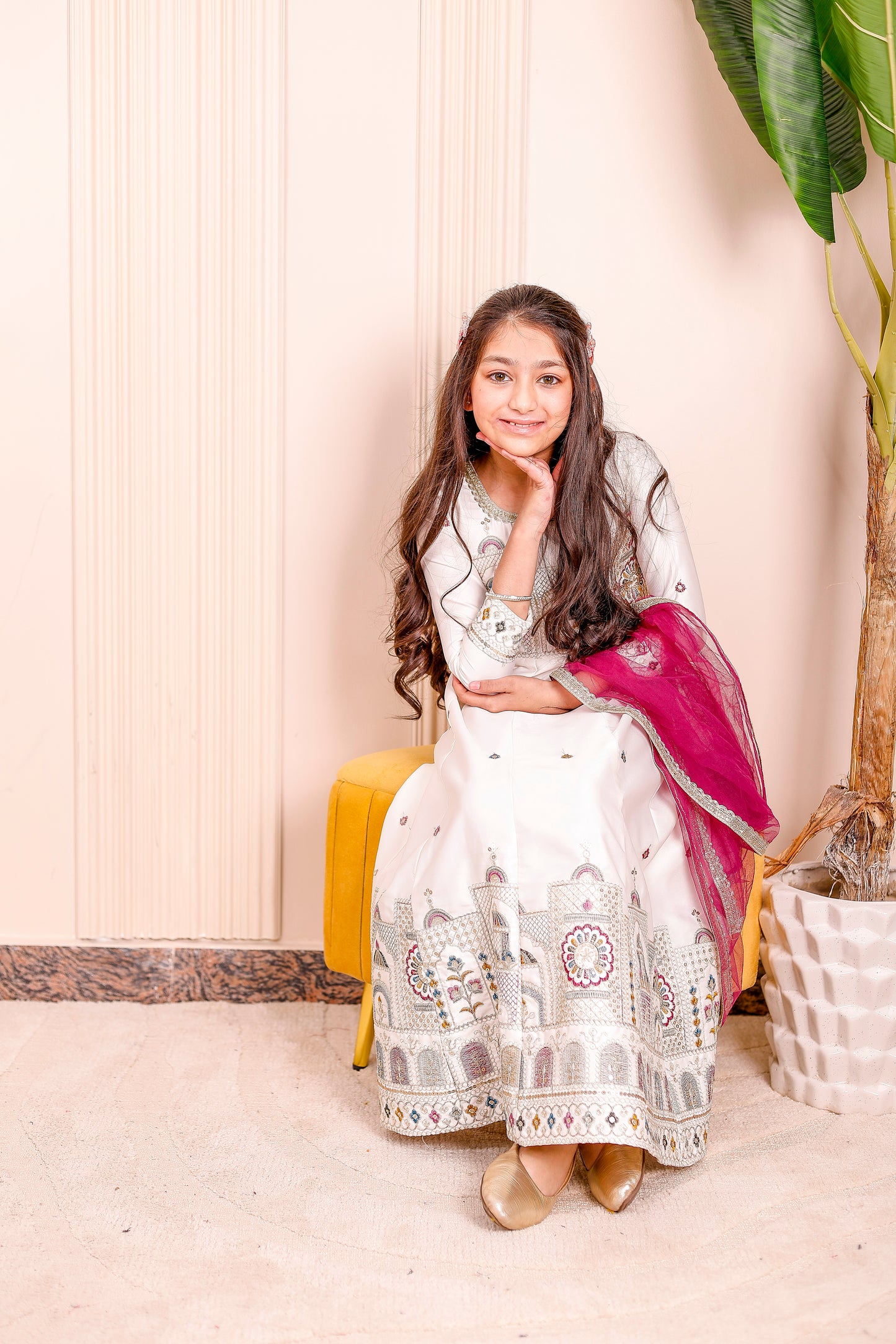 White Heritage Embroidered Family Matching Outfit🦚✨👨👩👧👦