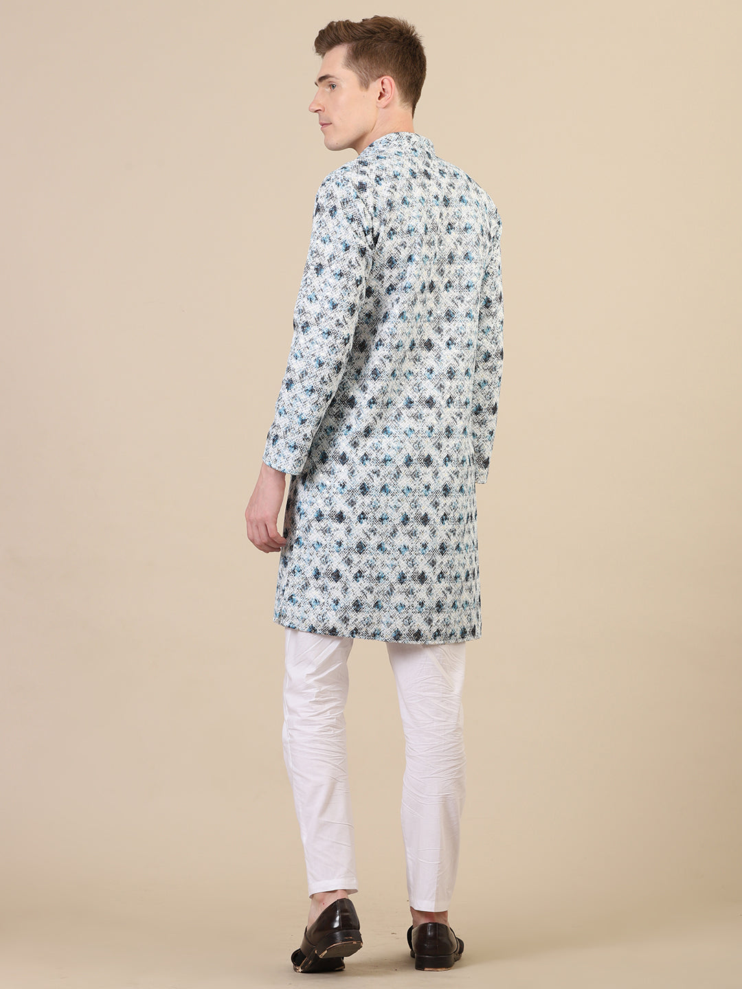 Father-Son Blue Paisley Print Kurta Pajama Combo Set