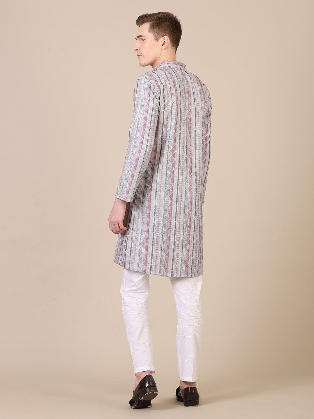 Father-Son Mauve Stripe Kurta Pajama Combo Set