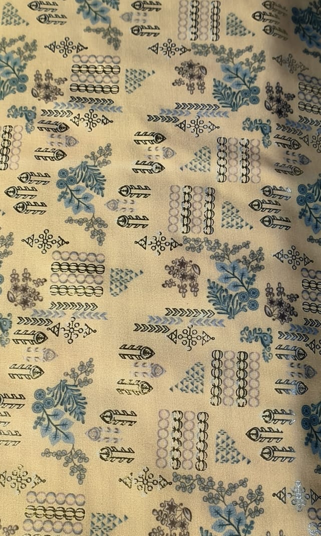 Father-Son Beige Floral Printed Kurta Pajama Combo Set