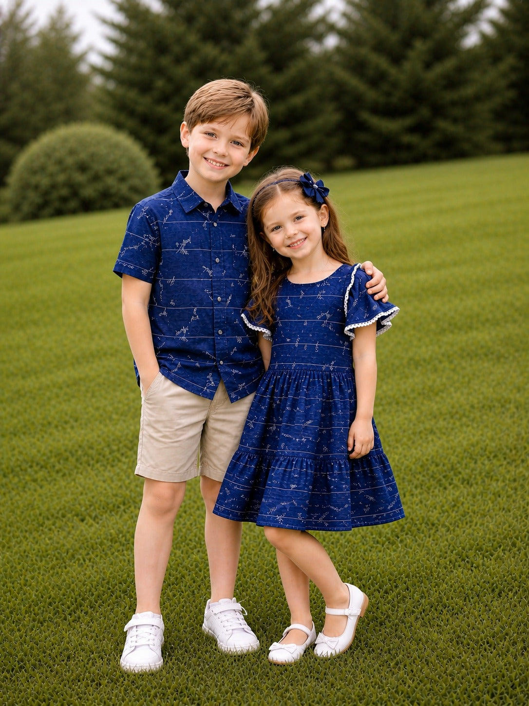 blue signature print Boys shirts