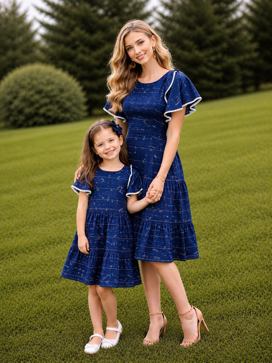 blue signature print| Women dress