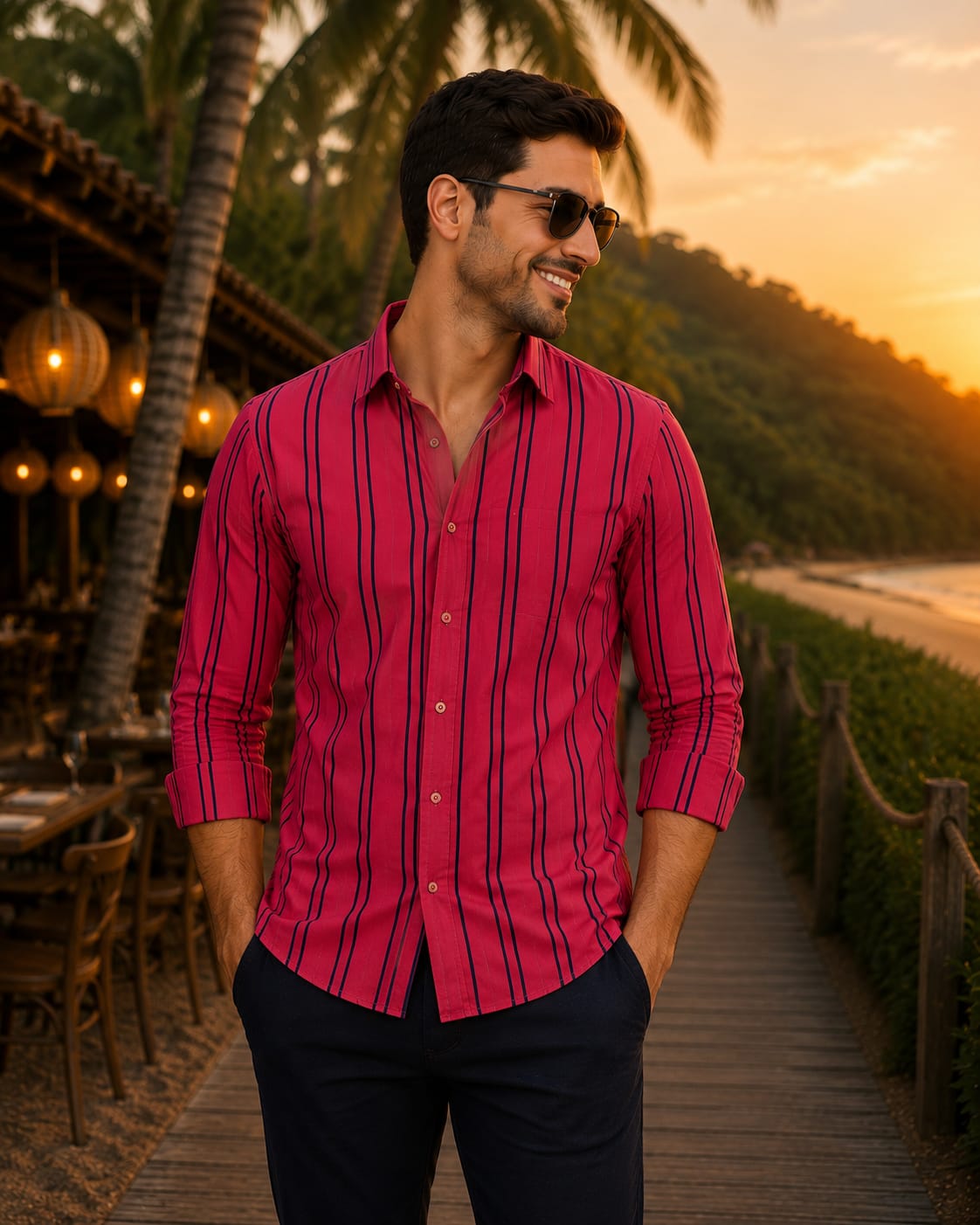 Fuchsia Noir Stripes | Couple Matching Outfit☀️💛