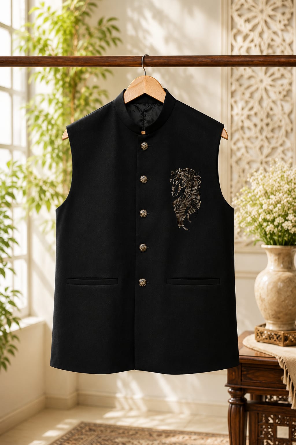 Black Stallion | Father Son Nehru Jacket Set
