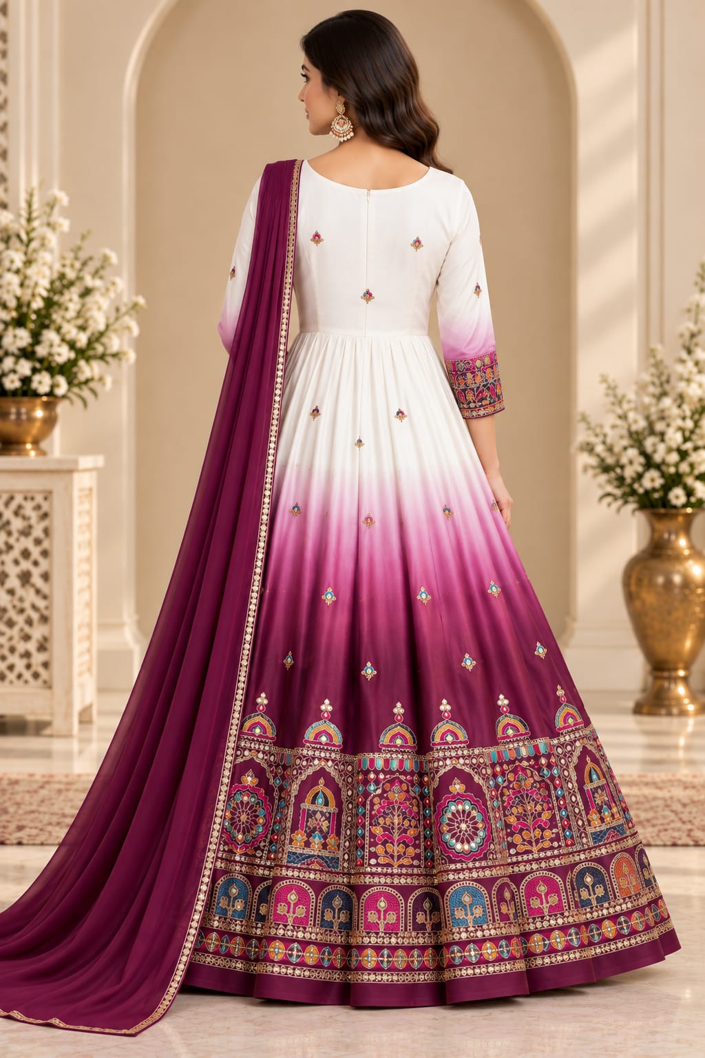 The Royal Orchid Ombré Embroidered | Women Ethnic dress