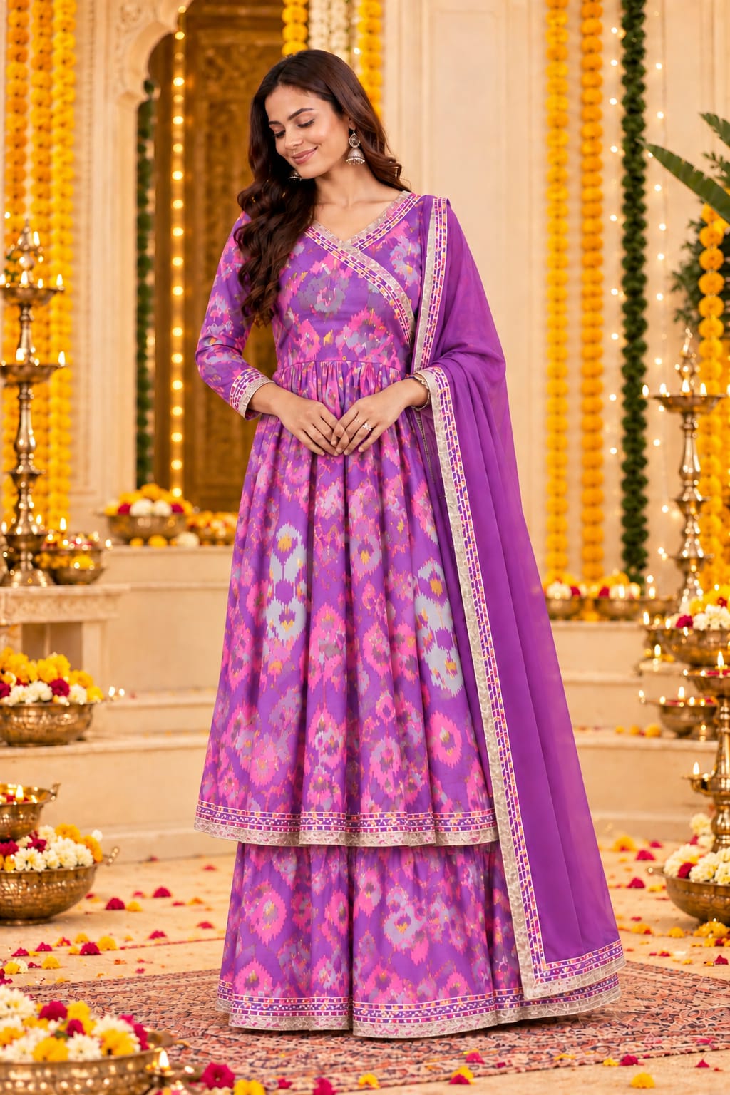 Shahi Gulbahar Print Sharara Duppta Set