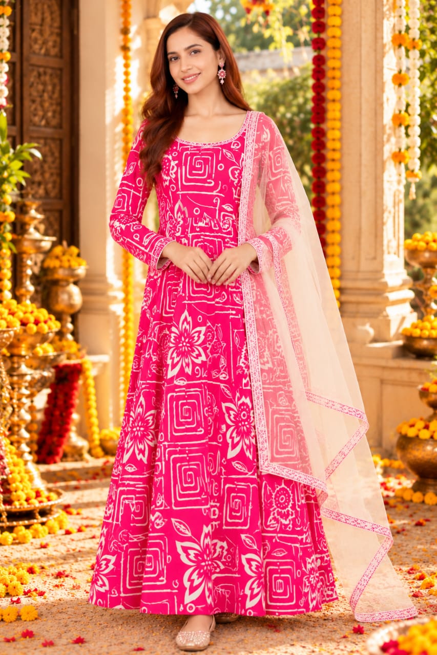 Gulnaar Bloom"Festive Print Sharara Duppta Set