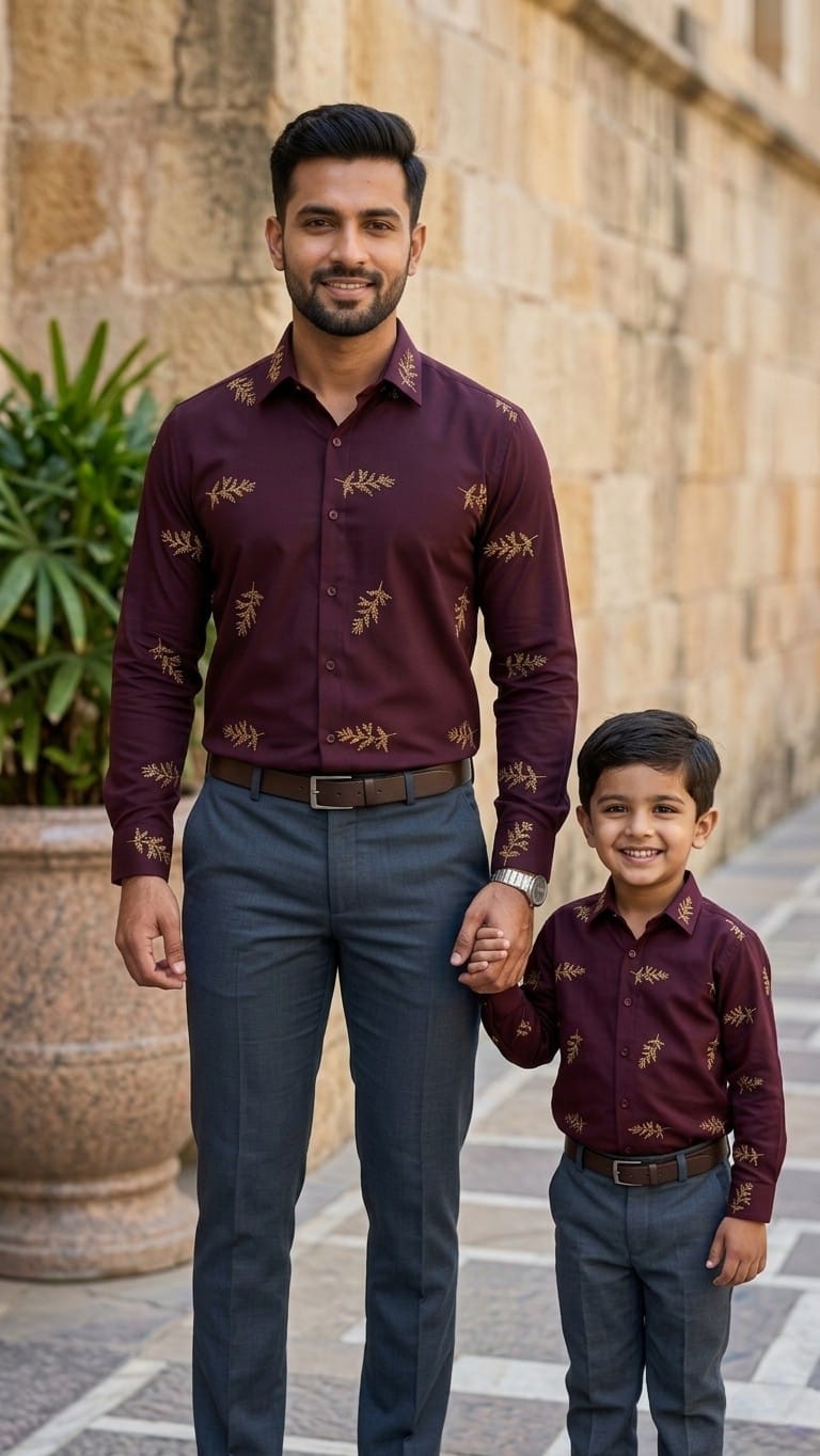Classic Maroon Threads Father Son Matching Shirt Combo | StuffieLand Stuffieland Classic Maroon Threads Father Son Matching Shirt Combo | StuffieLand Stuffieland