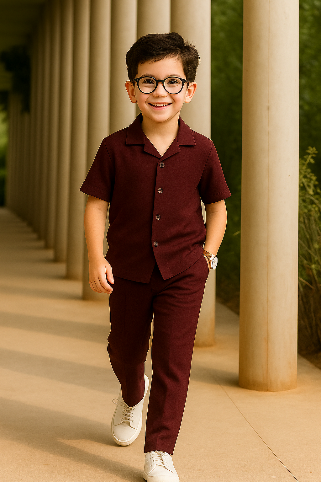 Stuffieland Maroonv Boy Set β Cotton Blend Stretch Fit
