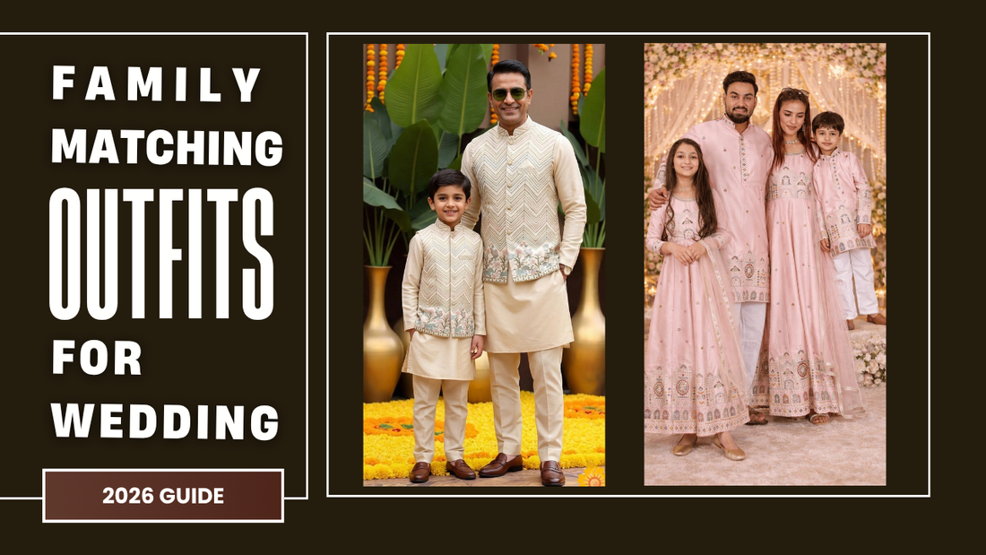 Stylish Indian family wedding looks with matching outfits for parents and kids