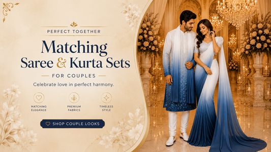 Matching saree and kurta sets for couples for weddings , engagement and festive celebrations