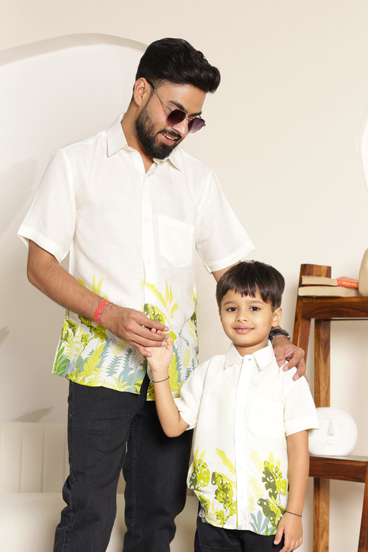 Verdant Vibe | Father-Son Matching Shirt Combo