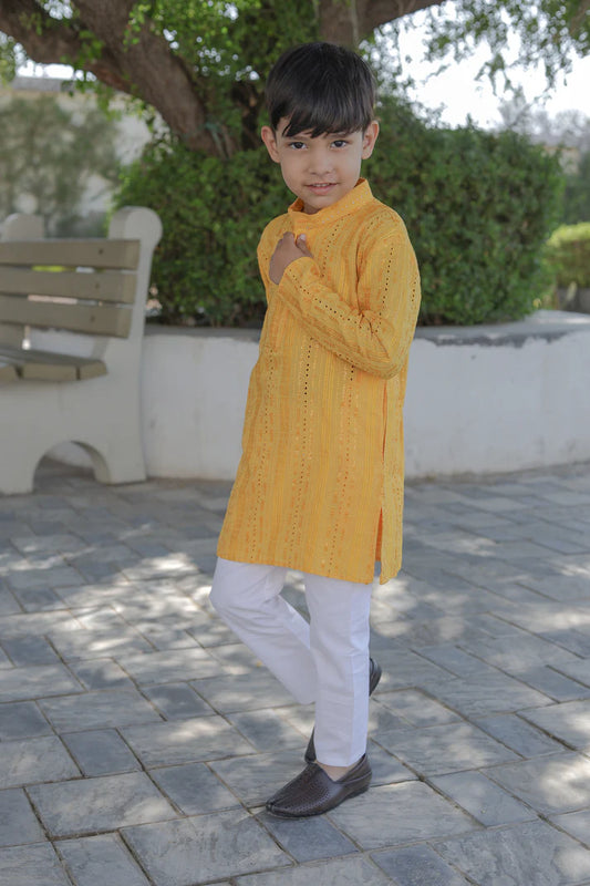 yellow Sifli Boy Kurta Pajama Set