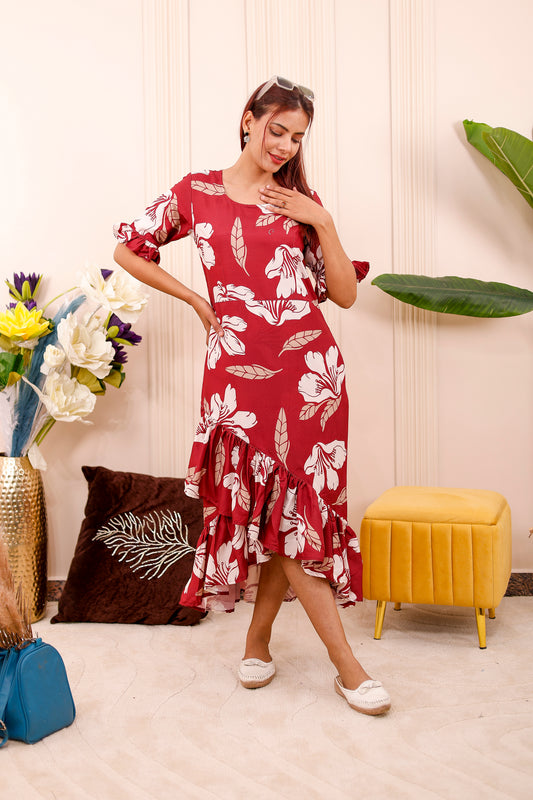 Crimson Bloom | Women Dress