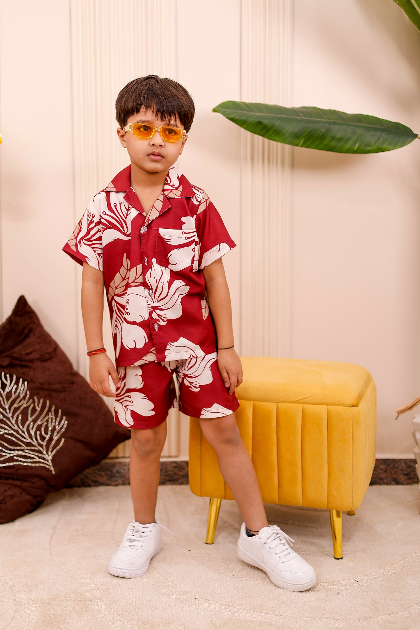 Red Floral Boy Co-Ord Set ❤️