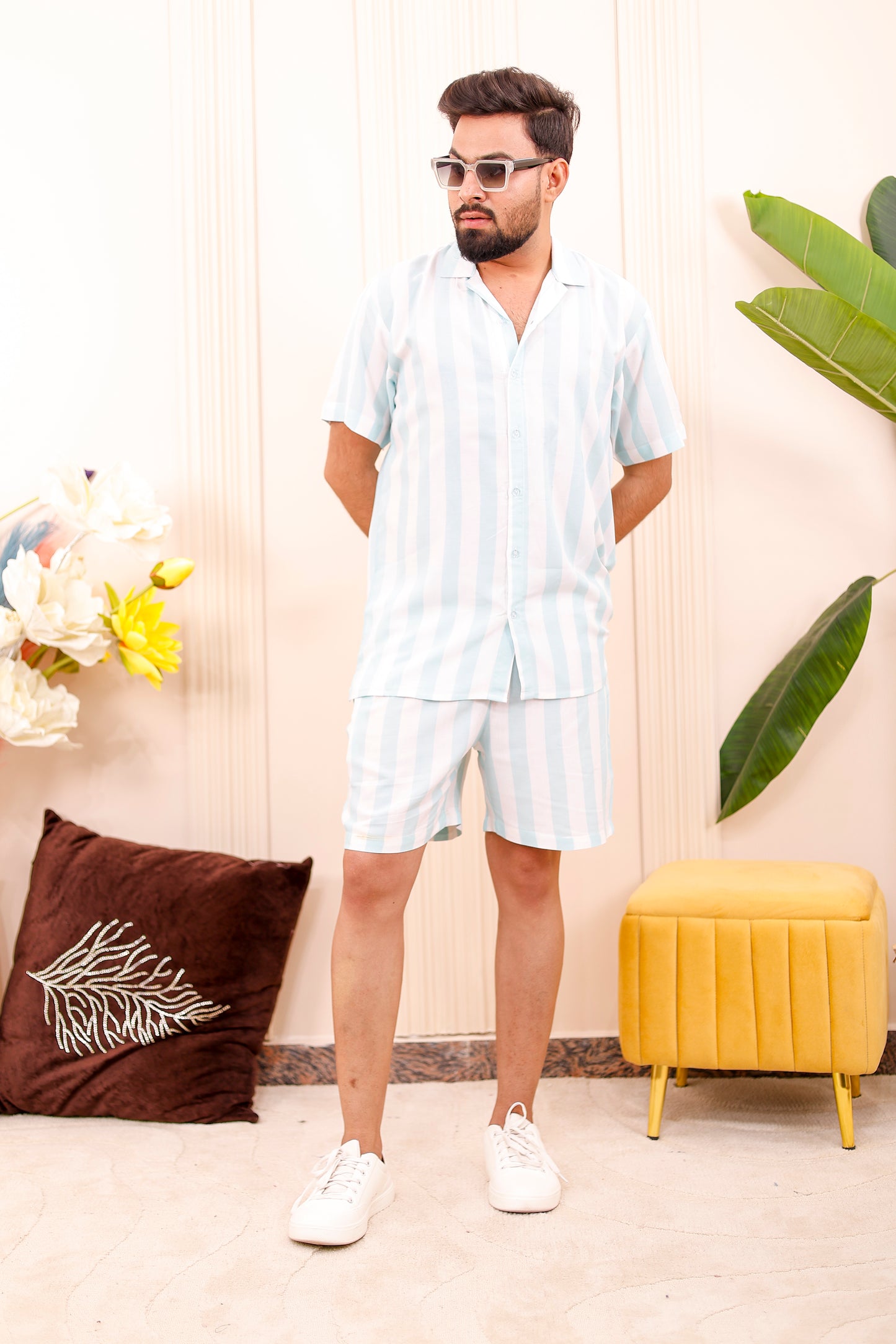 Pastel Blue Striped | Father-Son Matching Co-Ord Set