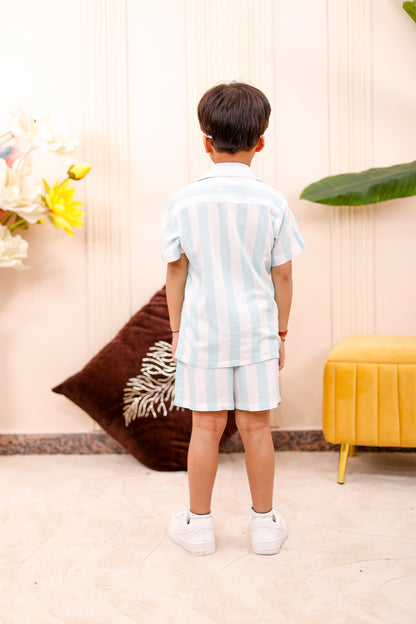 Pastel Blue Striped | Father-Son Matching Co-Ord Set