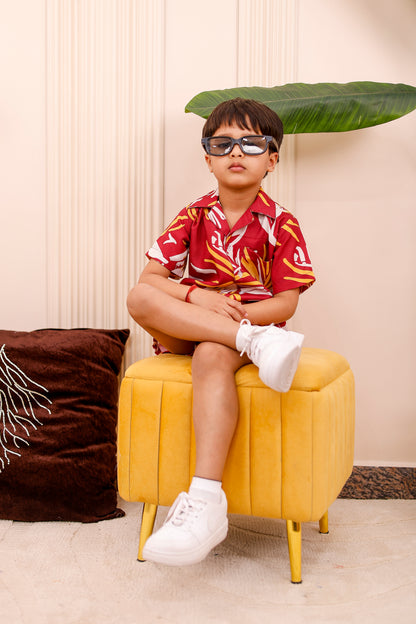 Maroon Abstract | Father-Son Matching Co-Ord Set