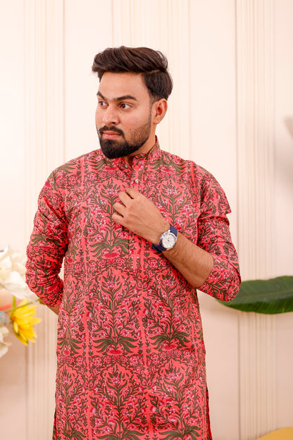 Ruby Floral Festive | Couple Matching Kurta Outfit