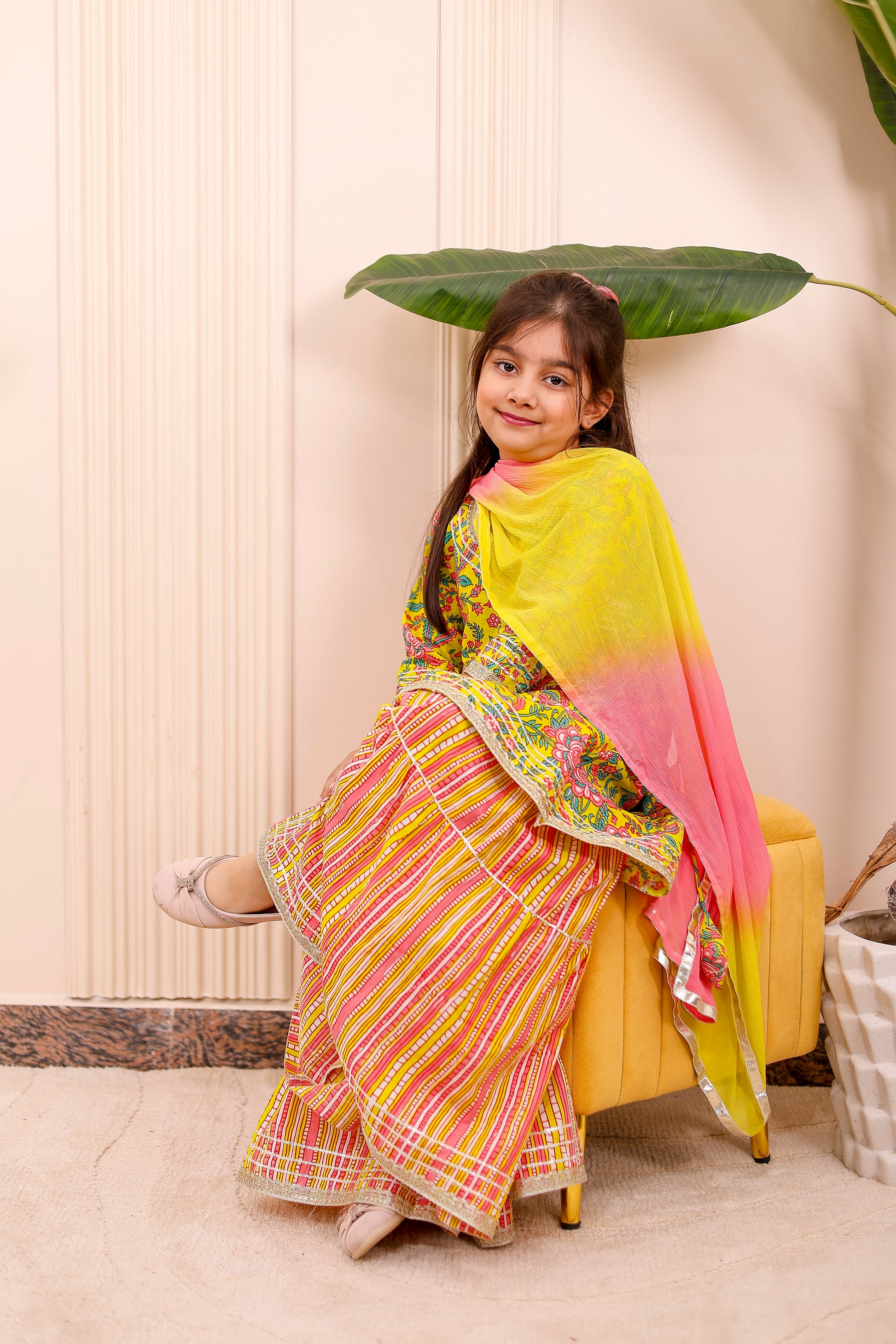 Rangoli Utsav girl’s ethnic outfit in family matching set, perfect for festive twinning