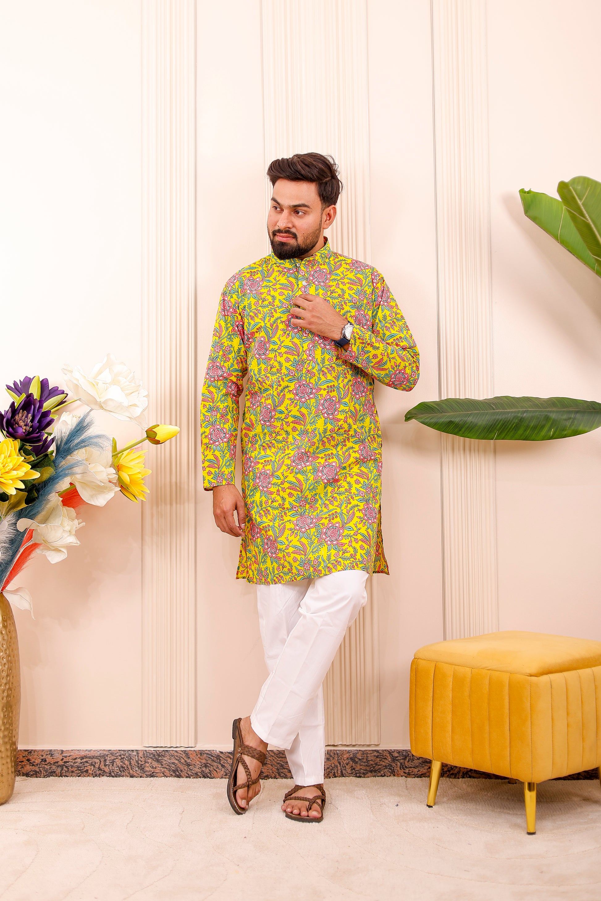 Rangoli Utsav men’s ethnic kurta-pyjama from family matching set for festive occasions