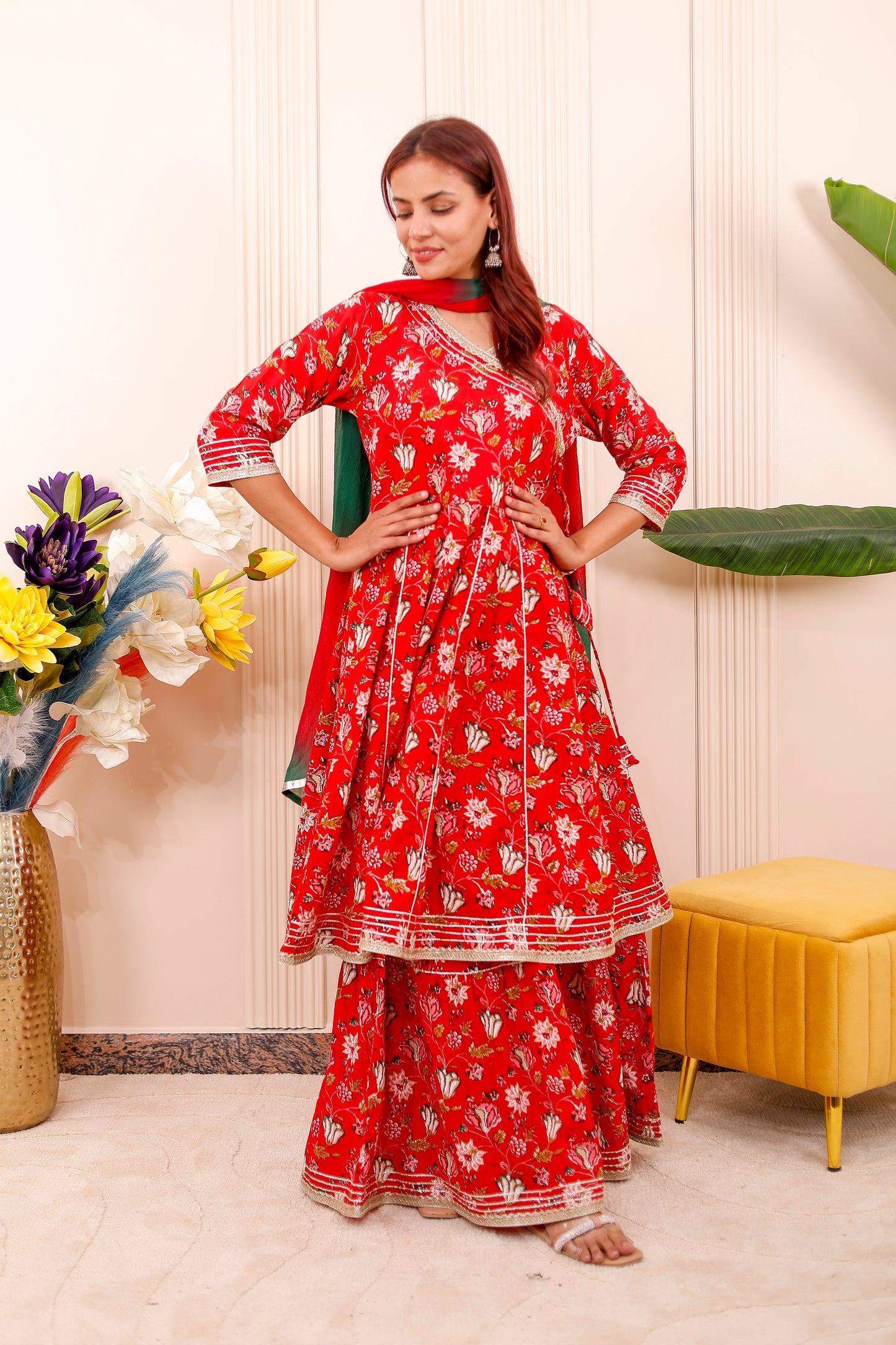 Royal Red Garden  Women dress Outfits 👑🌺