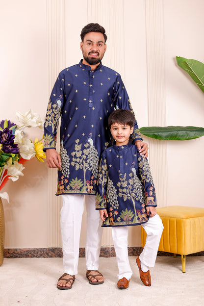 Nazakat Royal Blue Family Matching Outfit✨👨‍👩‍👧‍👦