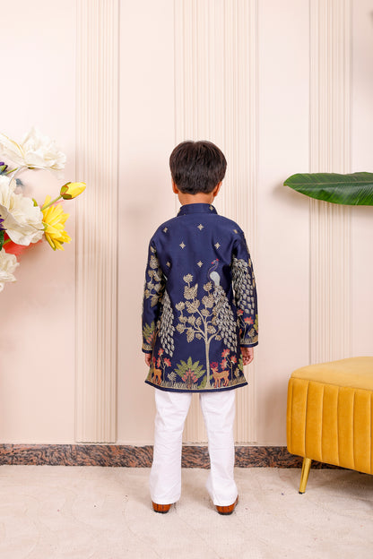 Nazakat Royal Blue Boy Kurta Pajama Set ✨