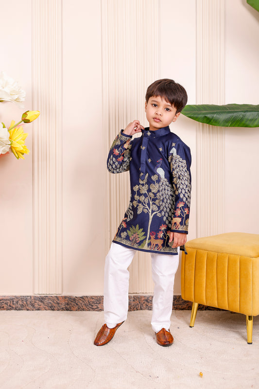 Nazakat Royal Blue Boy Kurta Pajama Set ✨