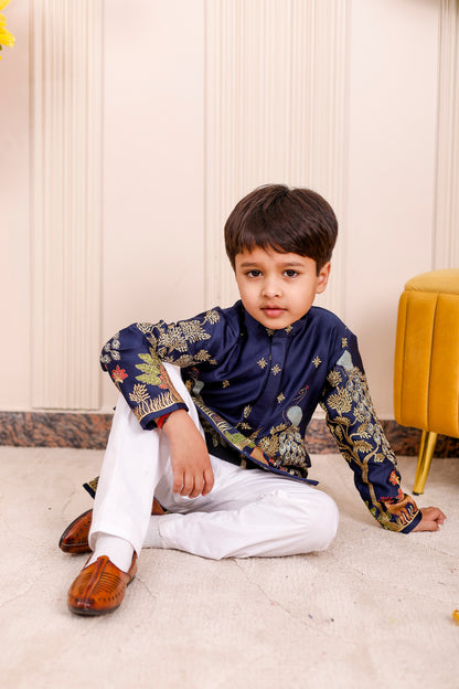 Nazakat Royal Blue Boy Kurta Pajama Set ✨