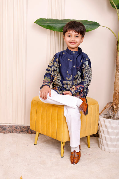 Nazakat Royal Blue Boy Kurta Pajama Set ✨