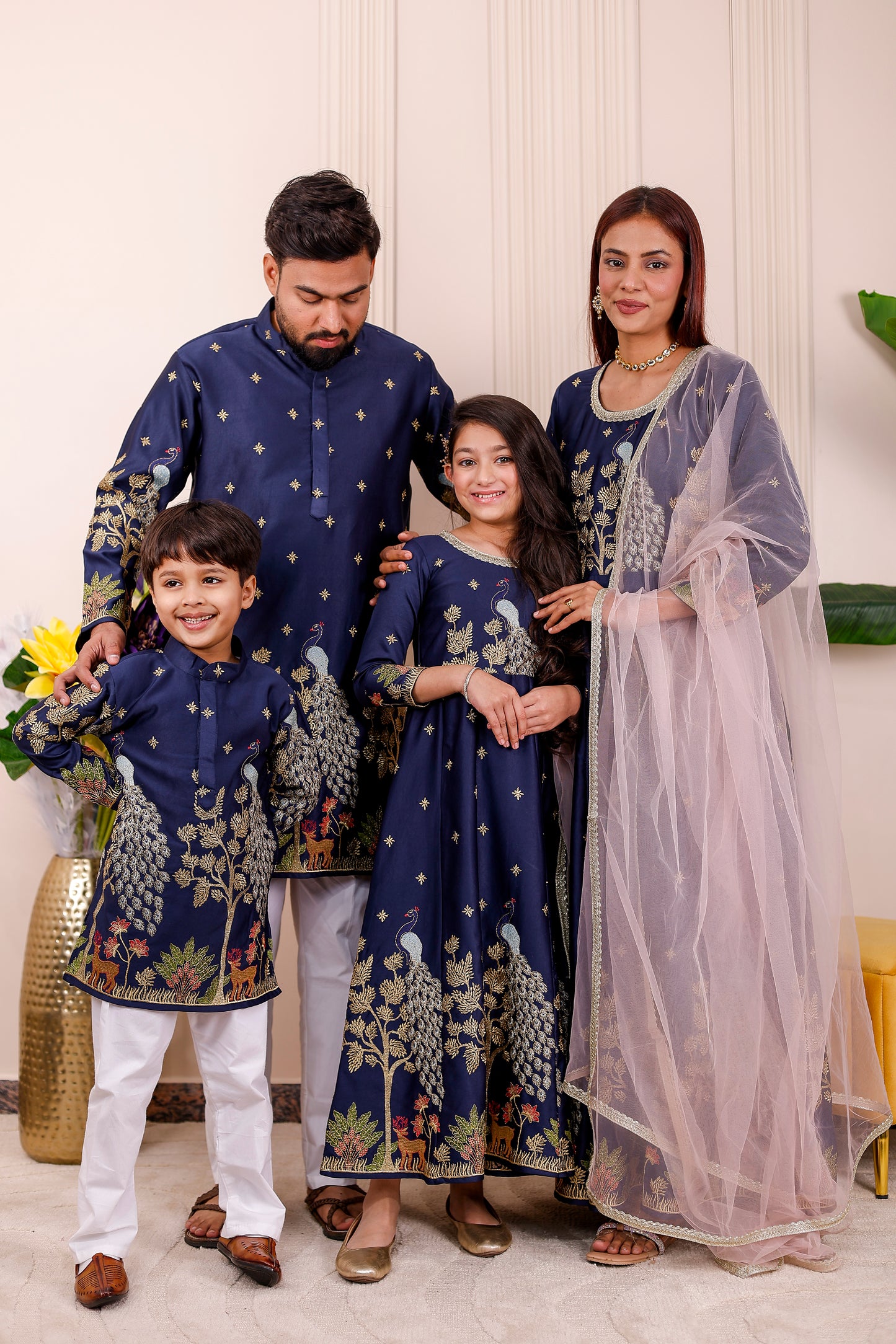 Nazakat Royal Blue Family Matching Outfit✨👨‍👩‍👧‍👦
