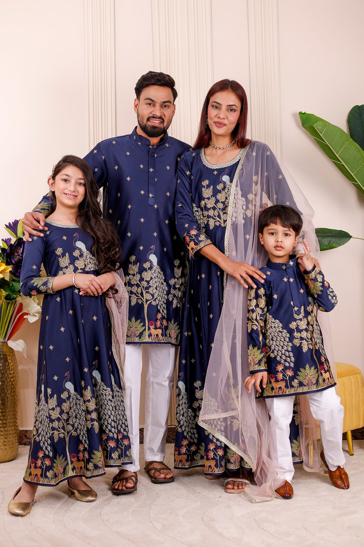 Nazakat Royal Blue Family Matching Outfit✨👨‍👩‍👧‍👦