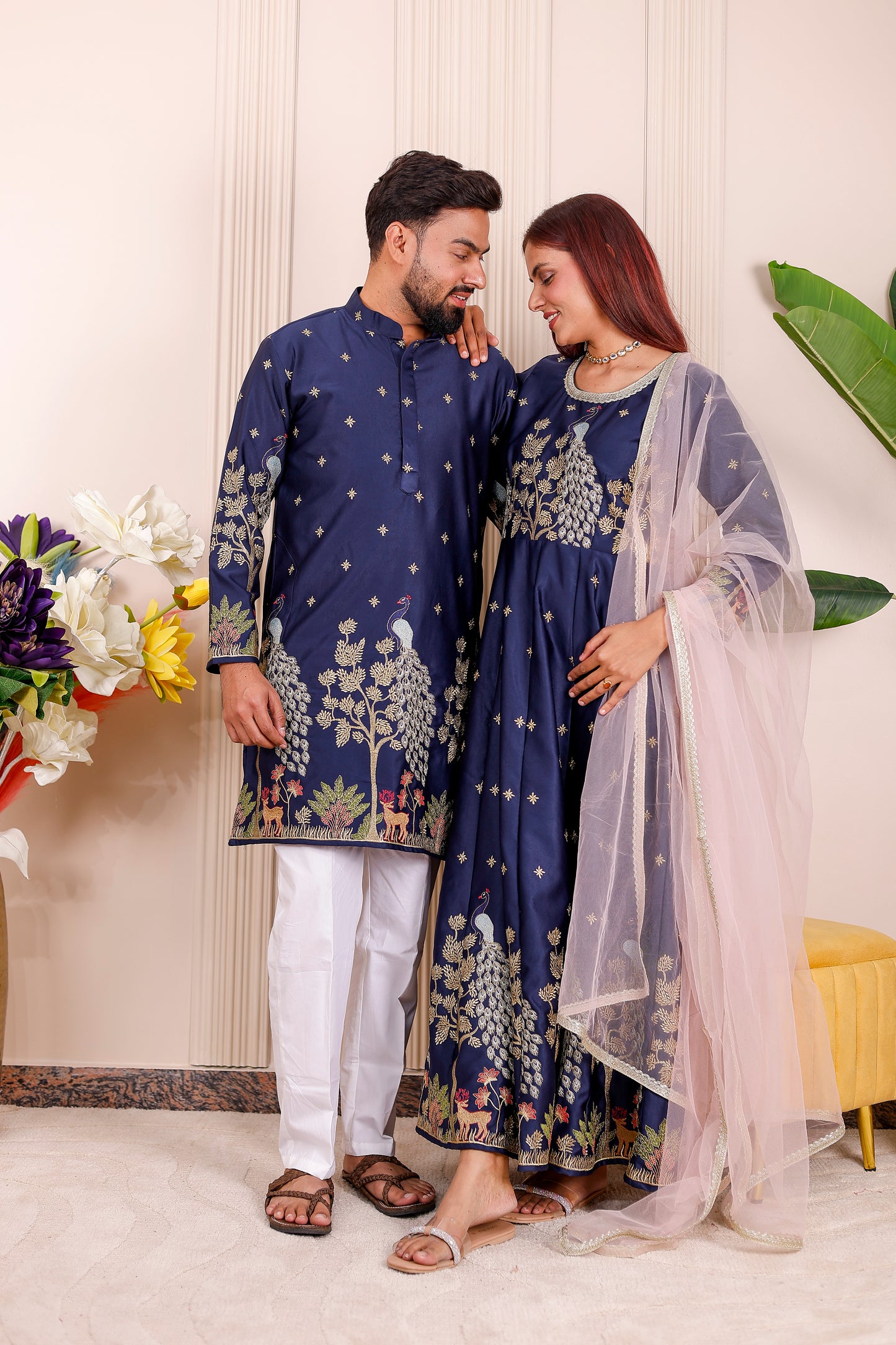 Nazakat Royal Blue Family Matching Outfit✨👨‍👩‍👧‍👦