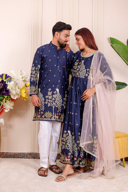 Nazakat Royal Blue Family Matching Outfit✨👨‍👩‍👧‍👦