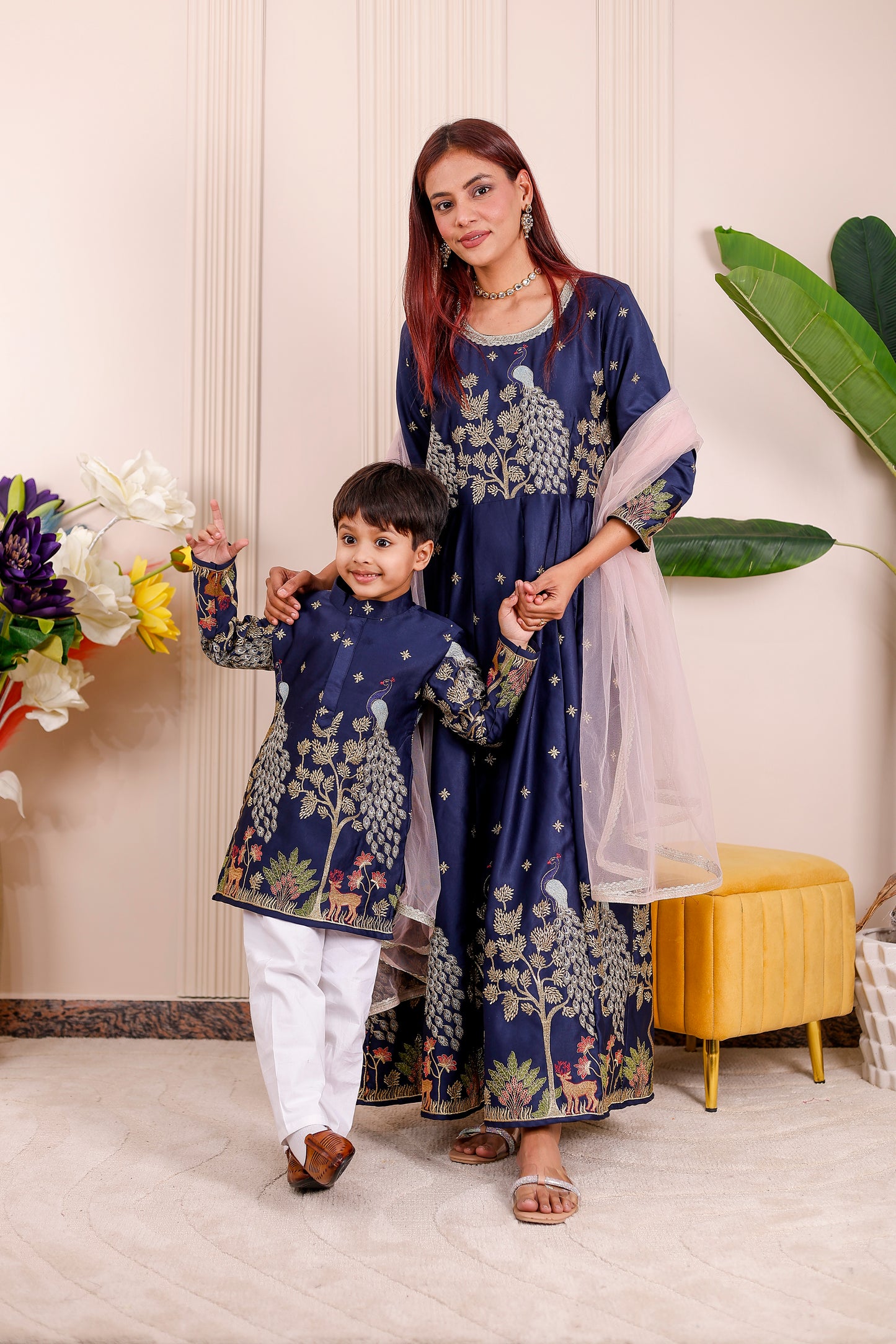 Nazakat Royal Blue Family Matching Outfit✨👨‍👩‍👧‍👦