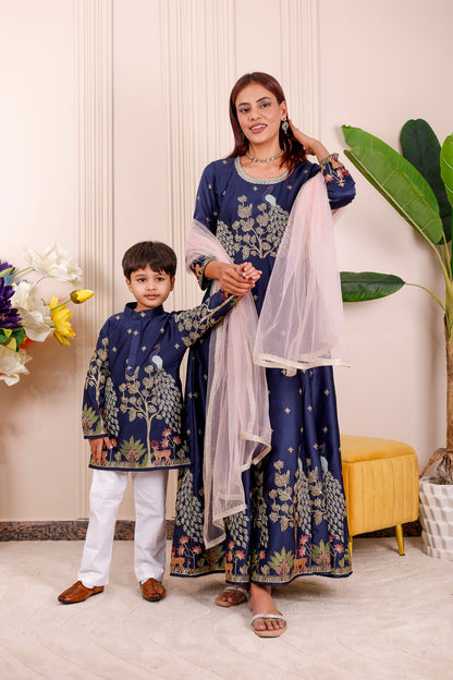 Nazakat Royal Blue Family Matching Outfit✨👨‍👩‍👧‍👦