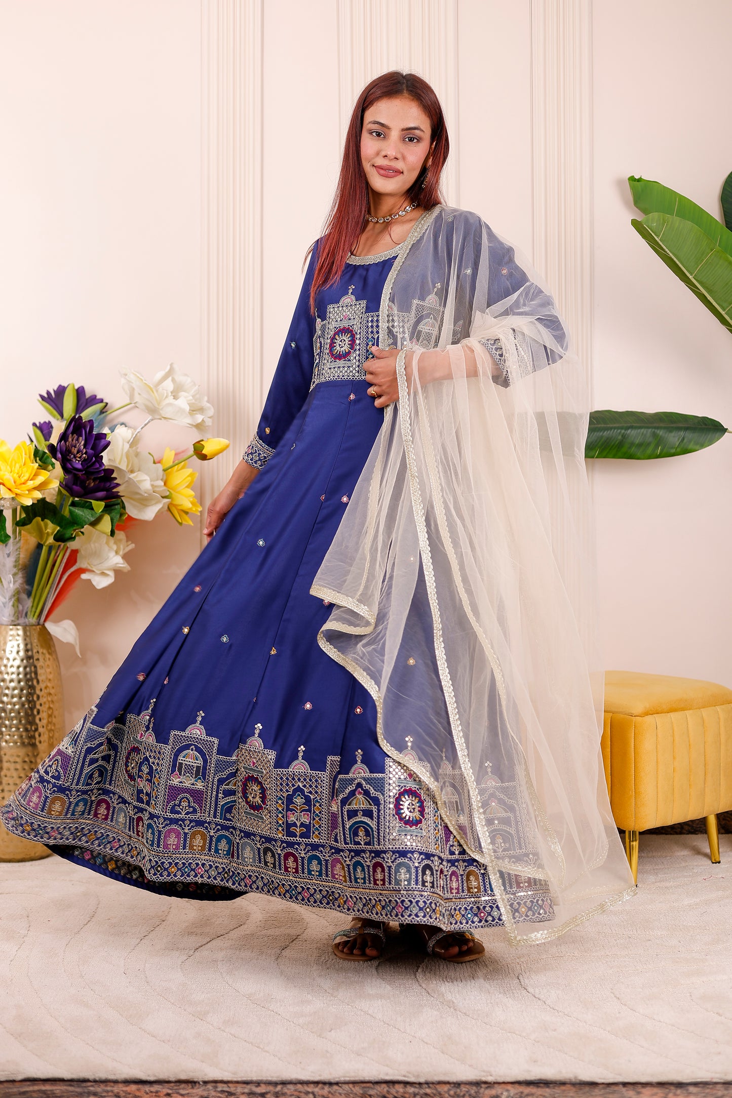 Shaahi Blue Embroidered  Women dress Outfits✨